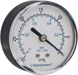 Value Collection - 2-1/2" Dial, 1/4 Thread, 0-15 Scale Range, Pressure Gauge - Center Back Connection Mount, Accurate to 3-2-3% of Scale - Makers Industrial Supply