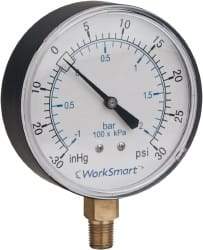 Value Collection - 2" Dial, 1/4 Thread, 0-200 Scale Range, Pressure Gauge - Lower Connection Mount, Accurate to 3-2-3% of Scale - Makers Industrial Supply