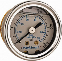 Value Collection - 1-1/2" Dial, 1/8 Thread, 0-1,000 Scale Range, Pressure Gauge - Center Back Connection Mount, Accurate to 3-2-3% of Scale - Makers Industrial Supply