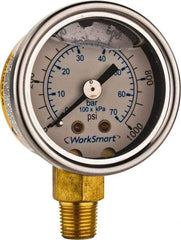 Value Collection - 1-1/2" Dial, 1/8 Thread, 0-1,000 Scale Range, Pressure Gauge - Lower Connection Mount, Accurate to 3-2-3% of Scale - Makers Industrial Supply