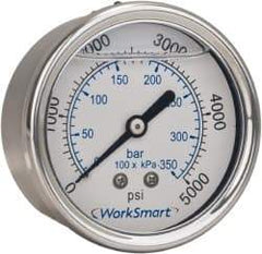 Value Collection - 1-1/2" Dial, 1/8 Thread, 0-100 Scale Range, Pressure Gauge - Center Back Connection Mount, Accurate to 3-2-3% of Scale - Makers Industrial Supply