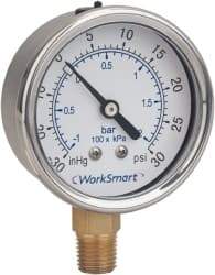 Value Collection - 1-1/2" Dial, 1/8 Thread, 0-160 Scale Range, Pressure Gauge - Lower Connection Mount, Accurate to 3-2-3% of Scale - Makers Industrial Supply