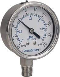 Value Collection - 4" Dial, 1/4 Thread, 0-1,000 Scale Range, Pressure Gauge - Lower Connection Mount, Accurate to 0.01% of Scale - Makers Industrial Supply