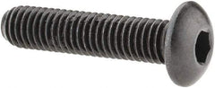 Made in USA - #10-32 UNF Hex Socket Drive, Button Screw - Alloy Steel, Black Oxide Finish, Fully Threaded, 7/8" Length Under Head - Makers Industrial Supply