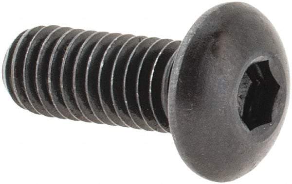 Made in USA - #10-32 UNF Hex Socket Drive, Button Screw - Alloy Steel, Black Oxide Finish, Fully Threaded, 1/2" Length Under Head - Makers Industrial Supply