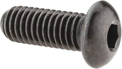 Made in USA - 3/8-16 UNC Hex Socket Drive, Button Screw - Alloy Steel, Black Oxide Finish, Fully Threaded, 1" Length Under Head - Makers Industrial Supply