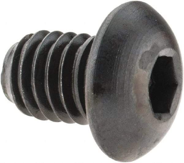 Made in USA - 3/8-16 UNC Hex Socket Drive, Button Screw - Alloy Steel, Black Oxide Finish, Fully Threaded, 1/2" Length Under Head - Makers Industrial Supply