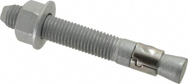 Powers Fasteners - 3/4" Diam, 3/4" Drill, 5-1/2" OAL, 1-5/8" Min Embedment Wedge Expansion Concrete Anchor - Steel, Galvanized Finish, Hex Nut Head, Hex Drive - Makers Industrial Supply