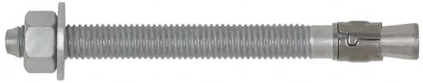 Powers Fasteners - 1/2" Diam, 1/2" Drill, 7" OAL, 3-3/8" Min Embedment Wedge Expansion Concrete Anchor - Steel, Galvanized Finish, Hex Nut Head, Hex Drive, 2-3/4" Thread Length - Makers Industrial Supply