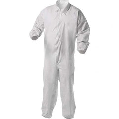 KleenGuard - Size 3XL Film Laminate General Purpose Coveralls - White, Zipper Closure, Elastic Cuffs, Elastic Ankles, Serged Seams - Makers Industrial Supply