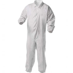 KleenGuard - Size 2XL Film Laminate General Purpose Coveralls - White, Zipper Closure, Elastic Cuffs, Elastic Ankles, Serged Seams - Makers Industrial Supply