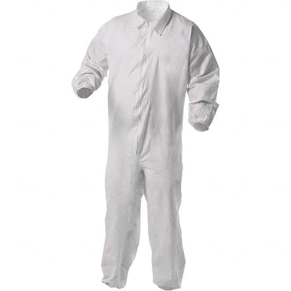 KleenGuard - Size S Film Laminate General Purpose Coveralls - White, Zipper Closure, Elastic Cuffs, Elastic Ankles, Serged Seams - Makers Industrial Supply