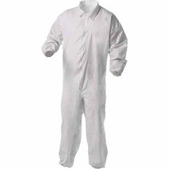 KleenGuard - Size XL Film Laminate General Purpose Coveralls - White, Zipper Closure, Elastic Cuffs, Elastic Ankles, Serged Seams - Makers Industrial Supply