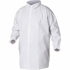 KleenGuard - Size XL White Lab Coat without Pockets - Microporous Film Laminate, Snap Front, Elastic Cuffs - Makers Industrial Supply