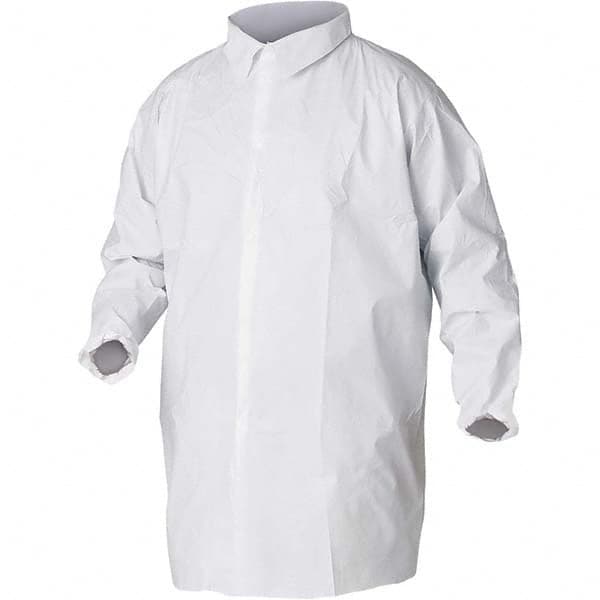 KleenGuard - Size 3XL White Lab Coat without Pockets - Microporous Film Laminate, Snap Front, Elastic Cuffs - Makers Industrial Supply