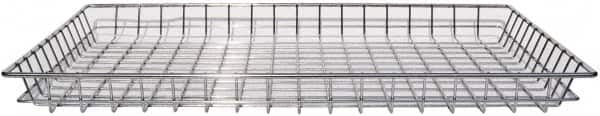 Marlin Steel Wire Products - 18" Deep, Rectangular Steel Wire Basket - 1-3/8" Perforation, 26" Wide x 2" High - Makers Industrial Supply