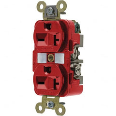 Hubbell Wiring Device-Kellems - 250V 20A NEMA 6-20R Industrial Grade Red Straight Blade Duplex Receptacle - Makers Industrial Supply