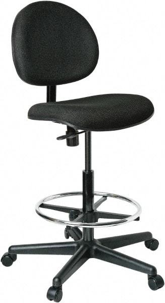 Bevco - 21 to 31" High Adjustable Height Swivel Stool - 27" Wide x 27" Deep, 100% Olefin Seat, Black - Makers Industrial Supply