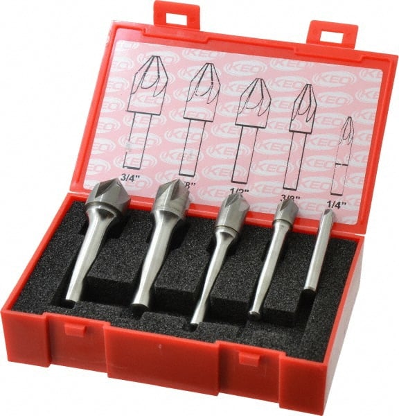 Keo - 5 Piece, 1/4 to 3/4" Head Diam, 82° Included Angle, Single End Countersink Set - Makers Industrial Supply