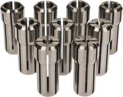 Accupro - 9 Piece, 1/8" to 3/8" Capacity, Double Angle Collet Set - 0.02mm TIR, Series DA200 - Exact Industrial Supply