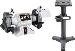 Jet - 6" Wheel Diam x 3/4" Wheel Width, 1/2 hp Grinder - 1/2" Arbor Hole Diam, 1 Phase, 3,450 Max RPM, 115 Volts - Makers Industrial Supply