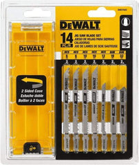 DeWALT - 14 Piece, 3" to 5" Long, 6 to 32 Teeth per Inch, Bi-Metal Jig Saw Blade Set - Toothed Edge, T-Shank - Makers Industrial Supply