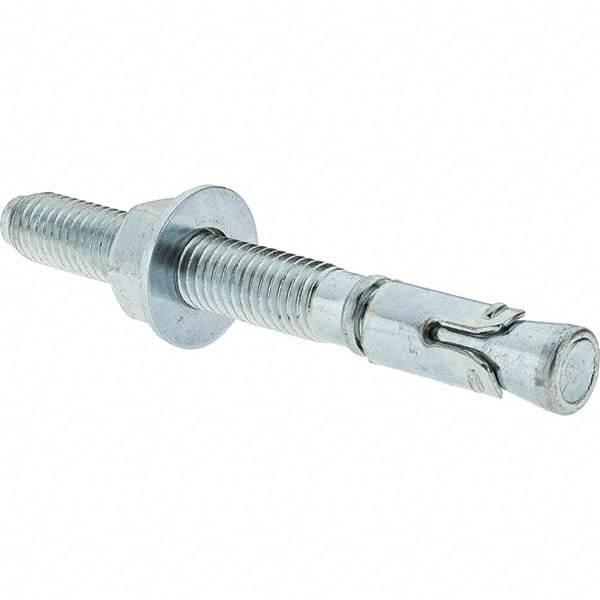 Value Collection - 1/2" Diam, 1/2" Drill, 4-1/2" OAL, Wedge Expansion Concrete Anchor - 1018 Steel, Zinc-Plated Finish, Hex Nut Head, Hex Drive, 2-3/4" Thread Length - Makers Industrial Supply