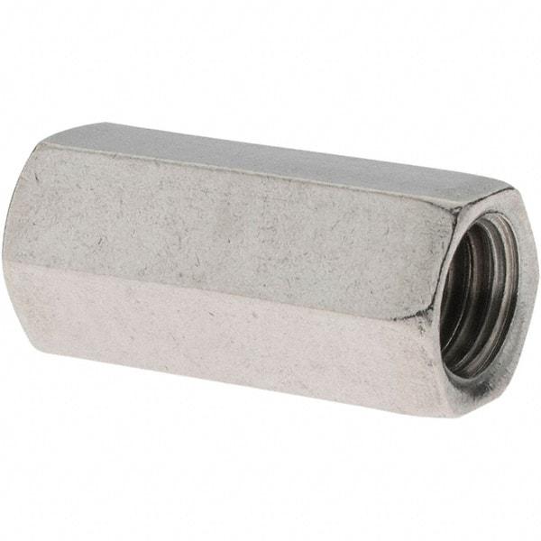 Value Collection - 3/8-16 UNC, 1-1/8" OAL Stainless Steel Standard Coupling Nut - 1/2" Width Across Flats - Makers Industrial Supply