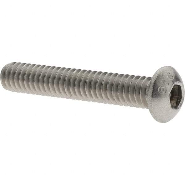 Value Collection - 1/4-20 UNC Hex Socket Drive, Button Screw - Grade 316 Stainless Steel, Fully Threaded, 1-1/2" Length Under Head - Makers Industrial Supply