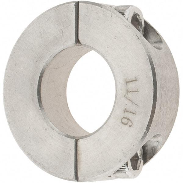 Value Collection - 11/16" Bore, Stainless Steel, Two Piece Two Piece Split Shaft Collar - 1-1/2" Outside Diam, 1/2" Wide - Makers Industrial Supply