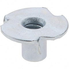 Made in USA - #6-32 Zinc-Plated Steel Standard Tee Nut - 1/4" Barrel Length, 1/2" Flange Diam, 3 Prongs - Makers Industrial Supply