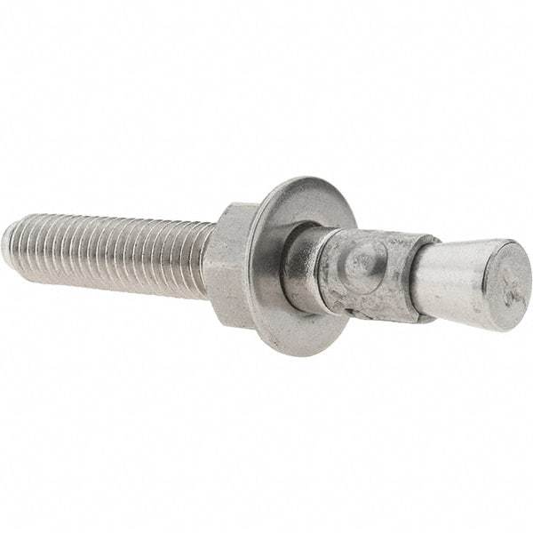 Value Collection - 1/2" Diam, 1/2" Drill, 3-3/4" OAL, 1-5/8" Min Embedment Wedge Expansion Concrete Anchor - 304 Stainless Steel, Hex Nut Head, Hex Drive, 2-3/8" Thread Length - Makers Industrial Supply