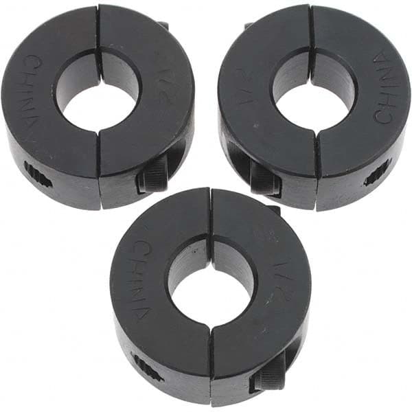 Value Collection - 1/2" Bore, Steel, Two Piece Shaft Collar - 1-1/8" Outside Diam, 13/32" Wide - Makers Industrial Supply