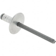 RivetKing - Large Flange Head Aluminum Open End Blind Rivet - Steel Mandrel, 0.063" to 0.252" Grip, 0.44" Length Under Head, 3/16" Body Diam - Makers Industrial Supply