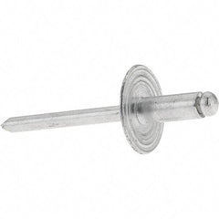 Value Collection - Size 64 Large Flange Dome Head Aluminum Open End Blind Rivet - Aluminum Mandrel, 0.062" to 1/4" Grip, 0.615" Head Diam, 0.192" to 0.196" Hole Diam, 0.45" Length Under Head, 3/16" Body Diam - Makers Industrial Supply