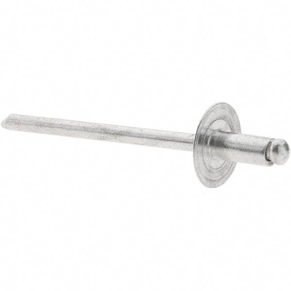 Value Collection - Size 42 Large Flange Dome Head Aluminum Open End Blind Rivet - Aluminum Mandrel, 0.032" to 1/8" Grip, 3/8" Head Diam, 0.129" to 0.133" Hole Diam, 0.275" Length Under Head, 1/8" Body Diam - Makers Industrial Supply