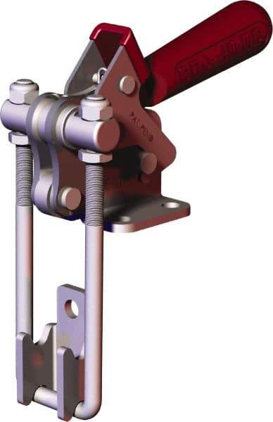 De-Sta-Co - 2,0001 Lb Capacity, Vertical, U Hook, Flanged Base, Carbon Steel Pull Action Latch Clamp - 2.46" Drawing Movement, 5.77" OAL, Threaded U Hook, Straight Handle - Makers Industrial Supply