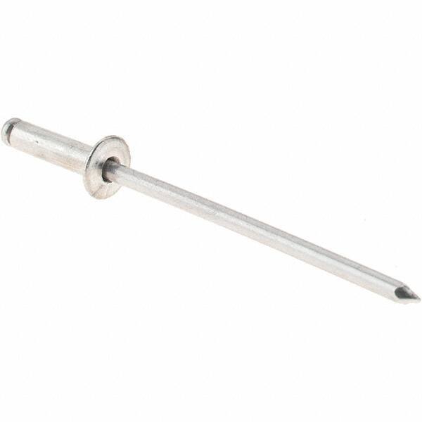 Value Collection - Size 34 Dome Head Aluminum Open End Blind Rivet - Aluminum Mandrel, 0.126" to 1/4" Grip, 0.188" Head Diam, 0.097" to 0.1" Hole Diam, 3/8" Length Under Head, 3/32" Body Diam - Makers Industrial Supply