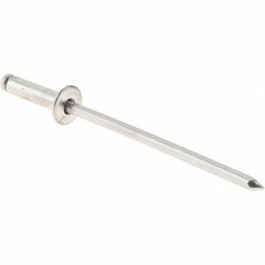 Value Collection - Size 34 Dome Head Aluminum Open End Blind Rivet - Aluminum Mandrel, 0.126" to 1/4" Grip, 0.188" Head Diam, 0.097" to 0.1" Hole Diam, 3/8" Length Under Head, 3/32" Body Diam - Makers Industrial Supply