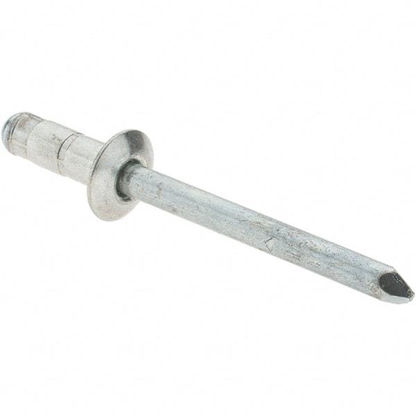 Value Collection - Size 63-64 Dome Head Steel Multi Grip Blind Rivet - Steel Mandrel, 0.156" to 1/4" Grip, 0.386" Head Diam, 0.192" to 0.196" Hole Diam, 1/2" Length Under Head, 3/16" Body Diam - Makers Industrial Supply