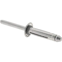 RivetKing - Aluminum Open End Blind Rivet - Aluminum Mandrel, 1/8" to 3/8" Grip, 1/4" Head Diam, 1-1/64" Length Under Head, 1/4" Body Diam - Makers Industrial Supply