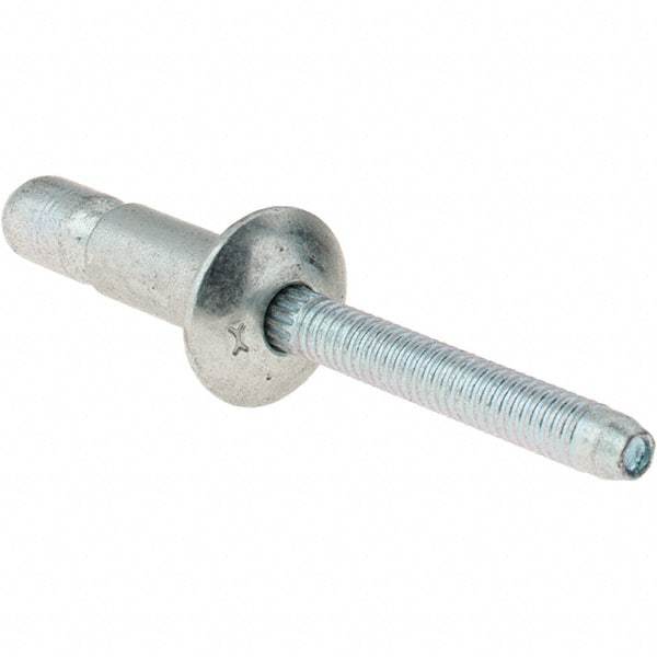 Value Collection - Truss Head Steel Structural Blind Rivet - Steel Mandrel, 0.08" to 3/8" Grip, 0.592" Head Diam, 0.261" to 0.272" Hole Diam, 0.56" Length Under Head, 1/4" Body Diam - Makers Industrial Supply