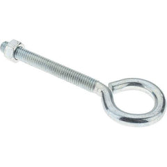 Value Collection - 3/8-16, Zinc-Plated Finish, Steel Wire Turned Eye Bolt - 3-1/8" Thread Length, 1" ID, 3-3/8" Shank Length - Makers Industrial Supply