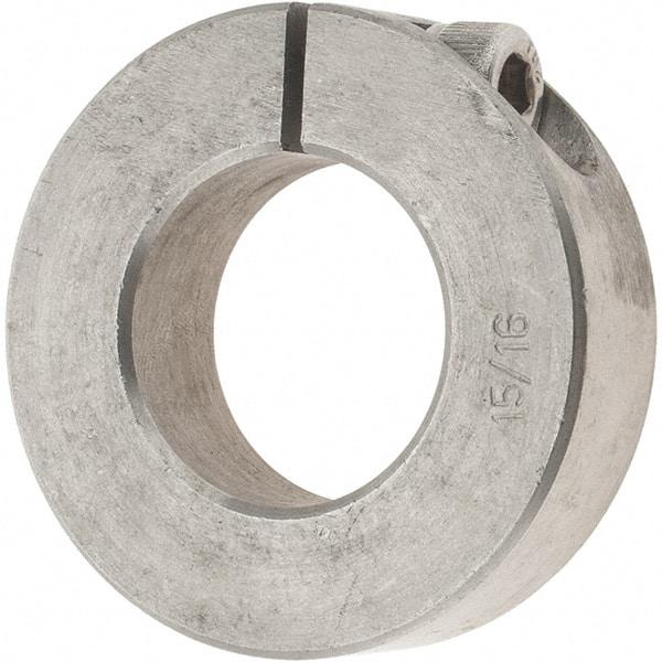 Value Collection - 15/16" Bore, Stainless Steel, One Piece One Piece Split Shaft Collar - 1-3/4" Outside Diam, 1/2" Wide - Makers Industrial Supply