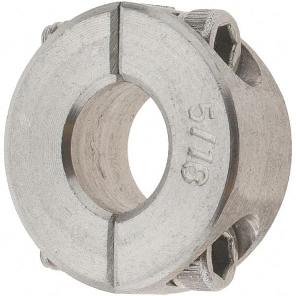 Value Collection - 5/16" Bore, Stainless Steel, Two Piece Shaft Collar - 11/16" Outside Diam, 5/16" Wide - Makers Industrial Supply