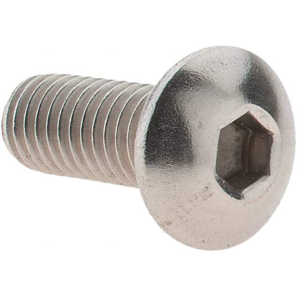 Value Collection - M5x0.80 Metric Coarse Hex Socket Drive, Button Screw - Grade 18-8 & Austenitic A2 Stainless Steel, Uncoated, Fully Threaded, 12mm Length Under Head - Makers Industrial Supply