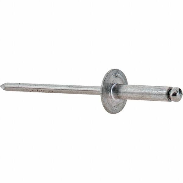 Value Collection - Size 46 Large Flange Dome Head Aluminum Open End Blind Rivet - Steel Mandrel, 0.251" to 3/8" Grip, 3/8" Head Diam, 0.129" to 0.133" Hole Diam, 0.525" Length Under Head, 1/8" Body Diam - Makers Industrial Supply