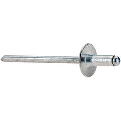 Value Collection - Size 43 Large Flange Dome Head Aluminum Open End Blind Rivet - Aluminum Mandrel, 0.126" to 0.187" Grip, 3/8" Head Diam, 0.129" to 0.133" Hole Diam, 0.337" Length Under Head, 1/8" Body Diam - Makers Industrial Supply