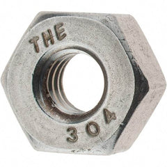 Value Collection - 1/4-20 UNC Stainless Steel Right Hand Heavy Hex Nut - 1/2" Across Flats, 15/64" High, Uncoated - Makers Industrial Supply