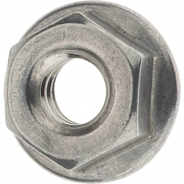 Value Collection - 1/4-20, 19/32" Flange Diam, Serrated Flange Nut - Grade 18-8 Stainless Steel, 0.236" Flange Height - Makers Industrial Supply